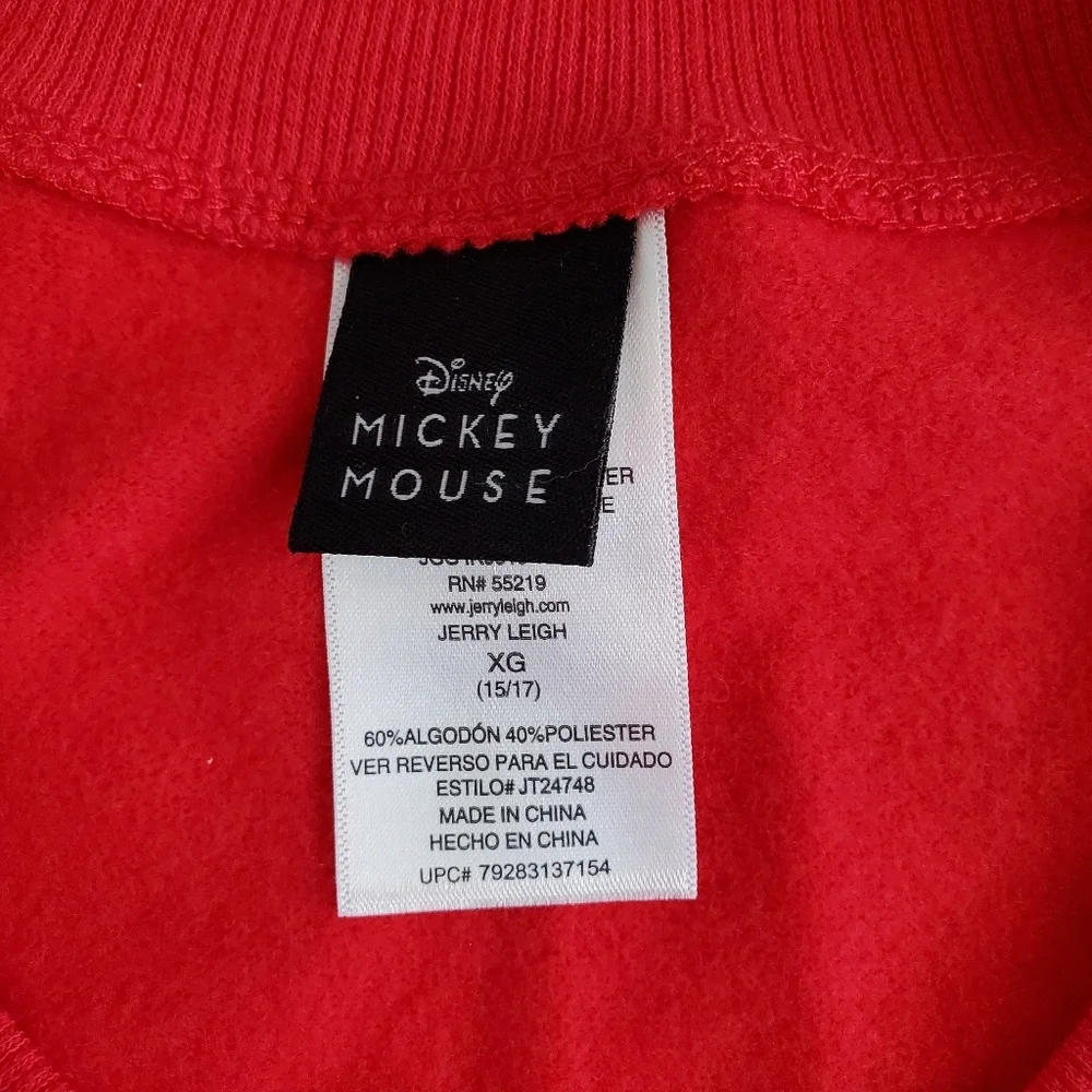 New Junior's Disney Mickey Mouse Red Sweatshirt Sizes Med. and XXL - Picture 6 of 9
